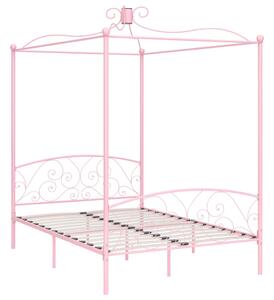 Okvir za krevet s nadstrešnicom ružičasti metalni 120 x 200 cm