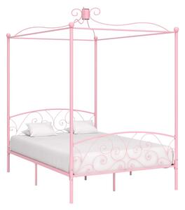 Okvir za krevet s nadstrešnicom ružičasti metalni 120 x 200 cm