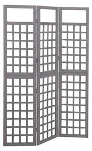 VidaXL Sobna pregrada / rešetka s 3 panela od jelovine siva 121x180cm