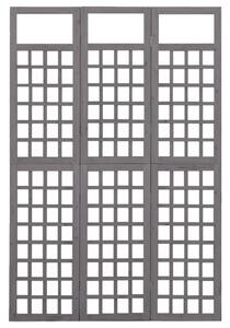 VidaXL Sobna pregrada / rešetka s 3 panela od jelovine siva 121x180 cm