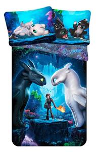 Plava pamučna dječja posteljina za krevet za jednu osobu 140x200 cm How To Train Your Dragon – Jerry Fabrics