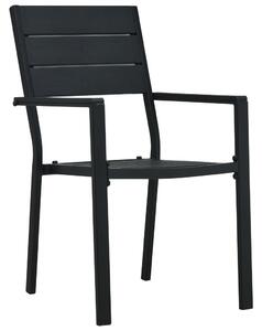 VidaXL Vrtne stolice 4 kom crne HDPE s izgledom drva