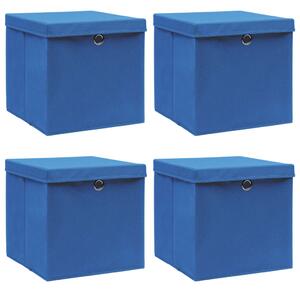 VidaXL Kutije za pohranu s poklopcima 4 kom plave 32x32x32 cm tkanina