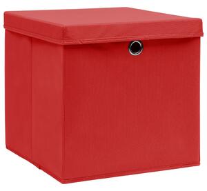 VidaXL Kutije za pohranu i poklopci 10 kom crvene 32x32x32 cm tkanina