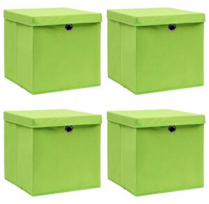 VidaXL Kutije za pohranu s poklopcima 4 kom zelene 32x32x32 cm tkanina