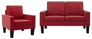 VidaXL 2-dijelni set sofa od umjetne kože crveni