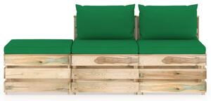 VidaXL 3-dijelna vrtna garnitura s jastucima zeleno impregnirano drvo