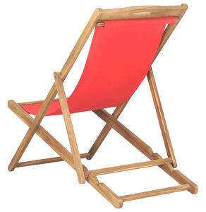 Sklopiva stolica za plažu od masivne tikovine crvena