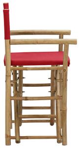 Sklopive redateljske stolice od bambusa i tkanine 2 kom crvene