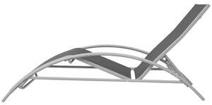Ležaljka za sunčanje sa stolom aluminijum crna