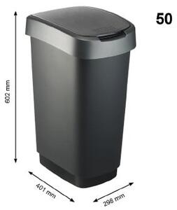Crna/u srebrnoj boji plastična kanta za smeće 50 l Twist – Rotho