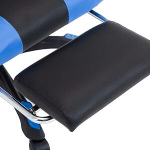 Igraća stolica od umjetne kože s osloncem za noge plavo-crna