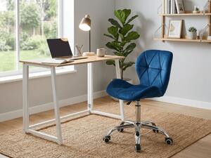 Set za radnu sobu ZARIMO stol 80x40 cm, bijela/dub sonoma + stolica AVOLA VELVET, plavo