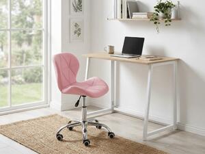 Set za radnu sobu ZARIMO stol 80x40 cm, bijela/hrast sonoma + stolica AVOLA od eko kože, roza