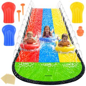 Kruzzel vodeni tobogan s fontanom 480 cm – trostruka staza + 3 daske za klizanje