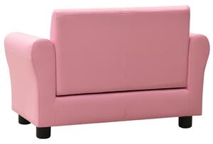 Dječja sofa s tabureom od umjetne kože ružičasta