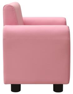 Dječja sofa s tabureom od umjetne kože ružičasta