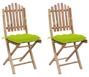 Sklopive vrtne stolice s jastucima 2 kom od bambusa