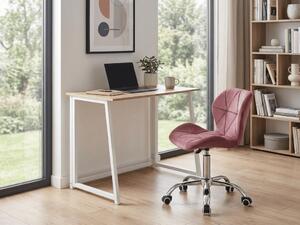 Set za radnu sobu ZARIMO stol 80x40 cm, bijela/dub sonoma + stolica AVOLA VELVET, tamno ružičasta