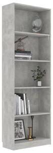 Ormarić za knjige s 5 razina boja betona 60x24x175 cm drveni