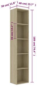 Ormarić za knjige hrast sonoma 40x30x189 cm konstruirano drvo