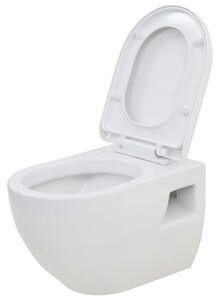 VidaXL Zidna toaletna školjka keramička bijela