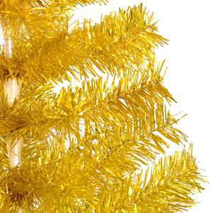 VidaXL Umjetno osvijetljeno božićno drvce i kuglice zlatno 240 cm PET