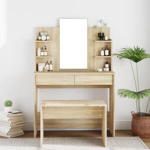 Toaletni stolić s ogledalom boja hrasta sonome 96 x 40 x 142 cm