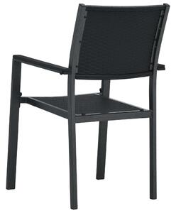 Vrtne stolice 2 kom crne plastične s izgledom ratana