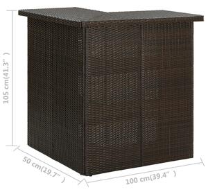 Kutni barski stol smeđi 100 x 50 x 105 cm od poliratana