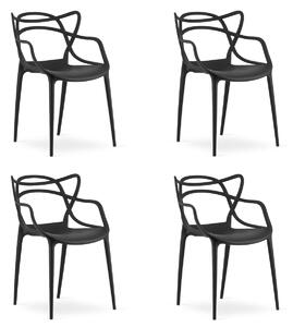 Set 4 plastične stolice KATO, crne