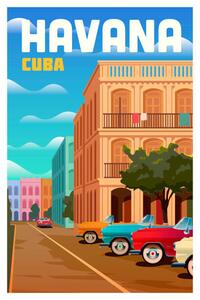 Ilustracija Havana, Cuba. Vector travel poster., Mikalai Manyshau
