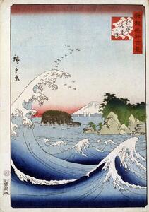 Reprodukcija Mount Fuji behind the restless sea, Hiroshige, Utagawa II
