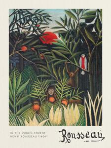 Reprodukcija umjetnosti Monkeys & Parrot (In the Virgin Forest) - Henri Rousseau, (30 x 40 cm)
