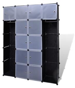 240499 Modular Cabinet with 14 Compartments Black and White 37 x 146 x 180,5 cm