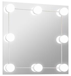VidaXL Zidno ogledalo s LED svjetlima četvrtasto stakleno