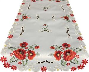 Krem stolnjak s vezom maka Širina: 60 cm | Duljina: 120 cm