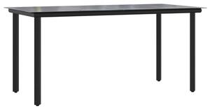 VidaXL Vrtni blagovaonski stol crni 160x80x74 cm od čelika i stakla