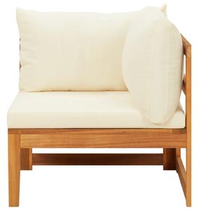 VidaXL Kutna sofa s krem bijelim jastucima masivno bagremovo drvo