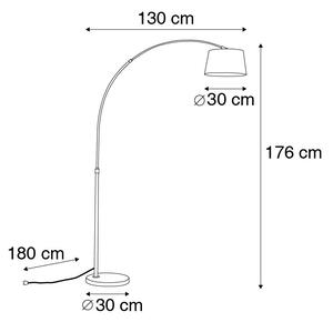 Moderna čelična lučna svjetiljka sa sivim sjenilom od tkanine - Arc Basic