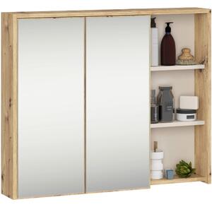 Zondo.hr Kupaonski ormarić Vambos W90 2D 3P LO (hrast artisan + kašmir) (s ogledalom). Akcija -17%. 1152106