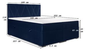 Zondo Bračni krevet Boxspring 140 cm Lanarra (tamno plava) (s prostorom za odlaganje). 1044223
