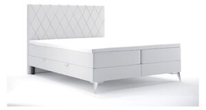 Zondo Bračni krevet Boxspring 160 cm Miror (bijela ekokoža) (s prostorom za odlaganje). 1044251