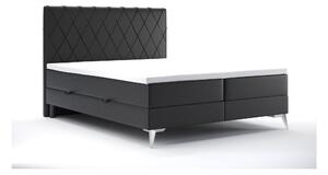 Zondo Bračni krevet Boxspring 140 cm Miror (crna ekokoža) (s prostorom za odlaganje). 1044253