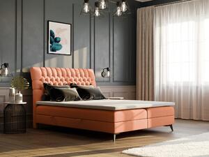 Zondo Bračni krevet Boxspring 160 cm Molera (narančasta) (s prostorom za odlaganje). 1044266