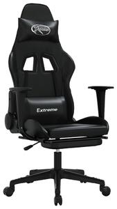 VidaXL Igraća stolica od umjetne kože s osloncem za noge Crna