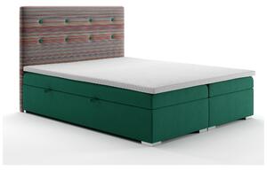 Zondo Bračni krevet Boxspring 160 cm Rinoletto (tamno zelena + šareno) (s prostorom za odlaganje). 1020360