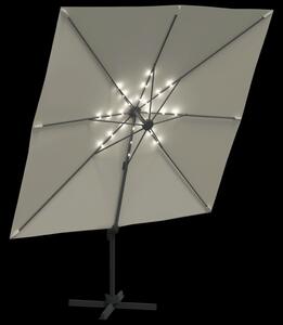 LED konzolni suncobran pješčano bijeli 400 x 300 cm