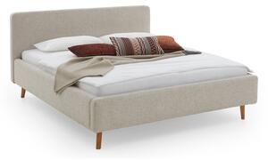 Bež tapecirani bračni krevet s prostorom za pohranu s podnicom 160x200 cm Mattis – Meise Möbel