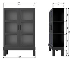 Crna vitrina od masivnog bora 107x160 cm Bonk – Basiclabel